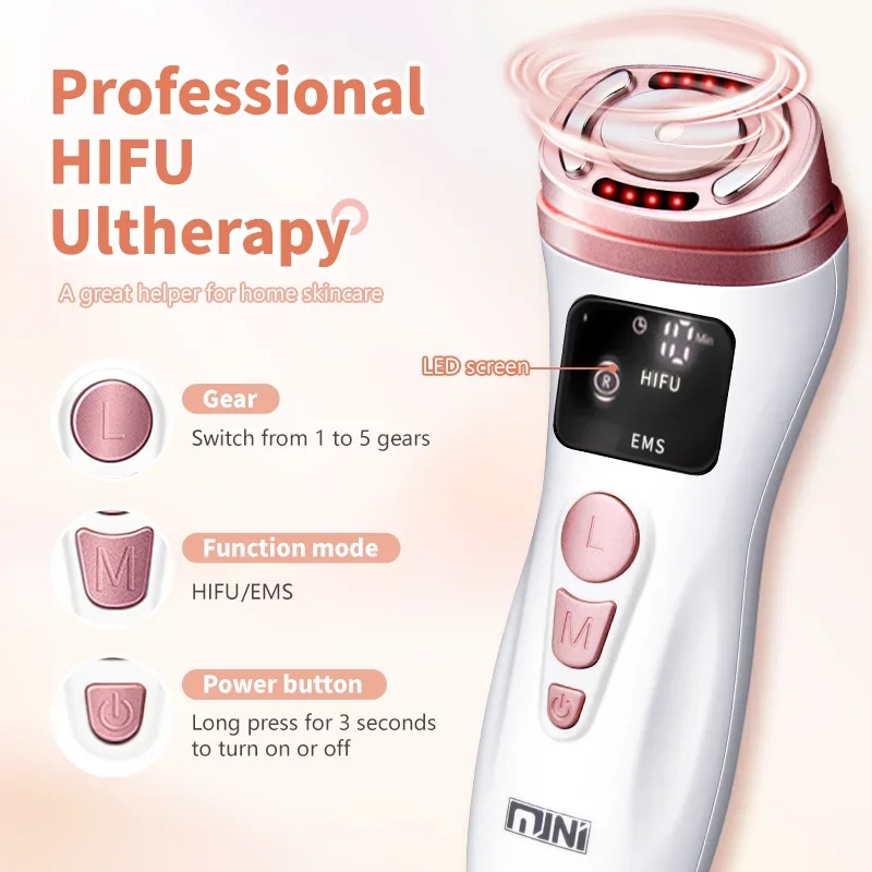 New Mini HIFU Machine EMS Ultrasonic Massager for Firming Skin Care Anti Wrinkle Professional Antiaging  Portable Beauty Tool