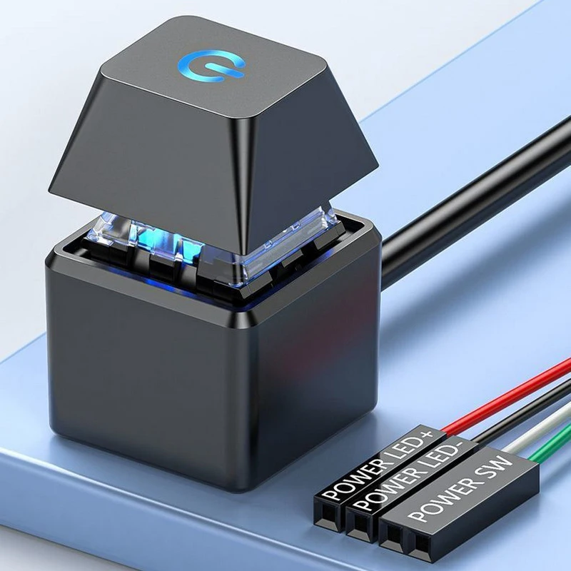 Desktop Computer Power Button Switch for PC Motherboard External 1.8m Start Power Extension Cable with Round Startup Switch