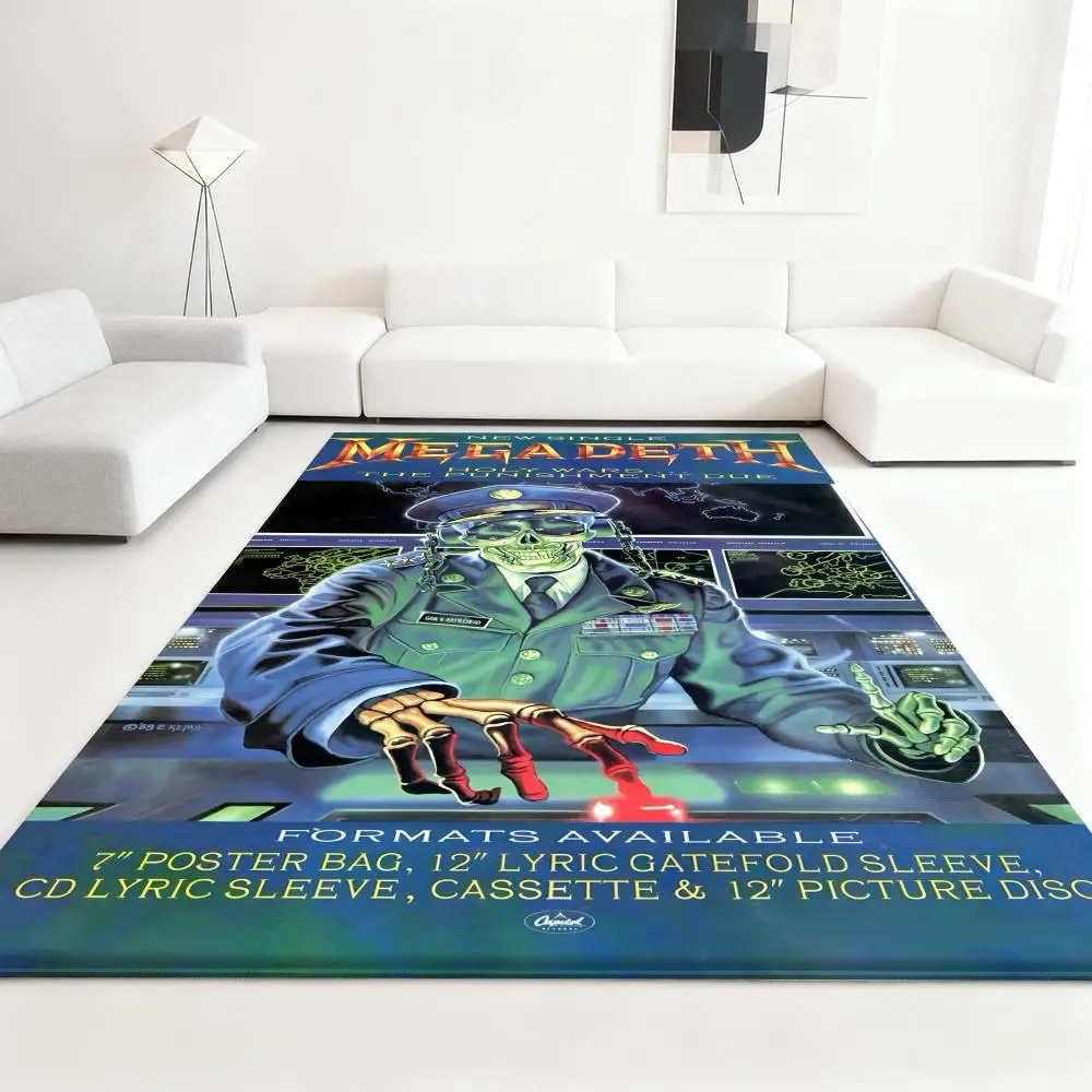 

Floor Mat Soft Thickened Absorbent Non-Slip Bedroom Living Room Door Mat Home Decor Flannel Rugs M-MegadethS cool Rock Band