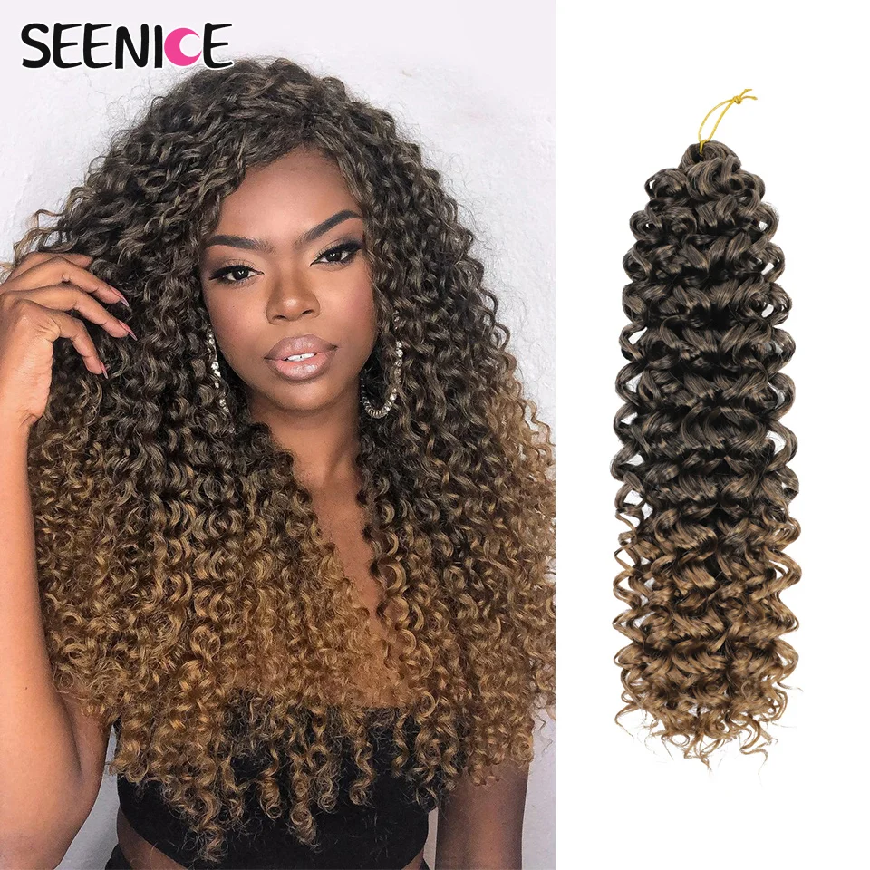 

Ombre Blonde GoGo Curl Braiding Hair Extensions Black Brown Synthetic Water Wave Crochet Braids For Women 22Inch Mazo Afro Curls
