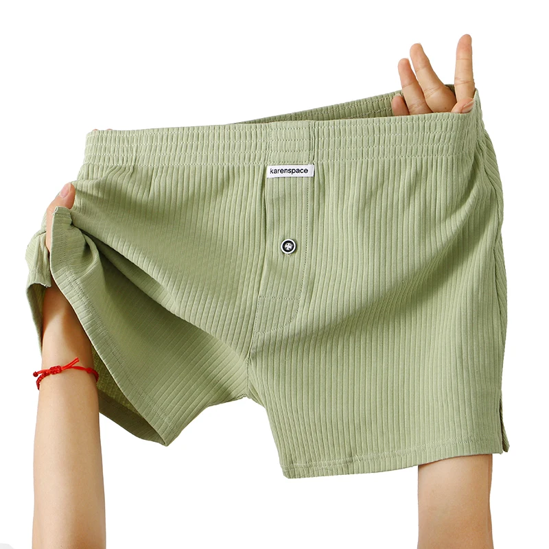 Mens Underwear Stretch Cotton Boxer Shorts Threaded Aro Pants Sleepwear Loungewear Shorts Boxers Male Underpants Panties 1PCS