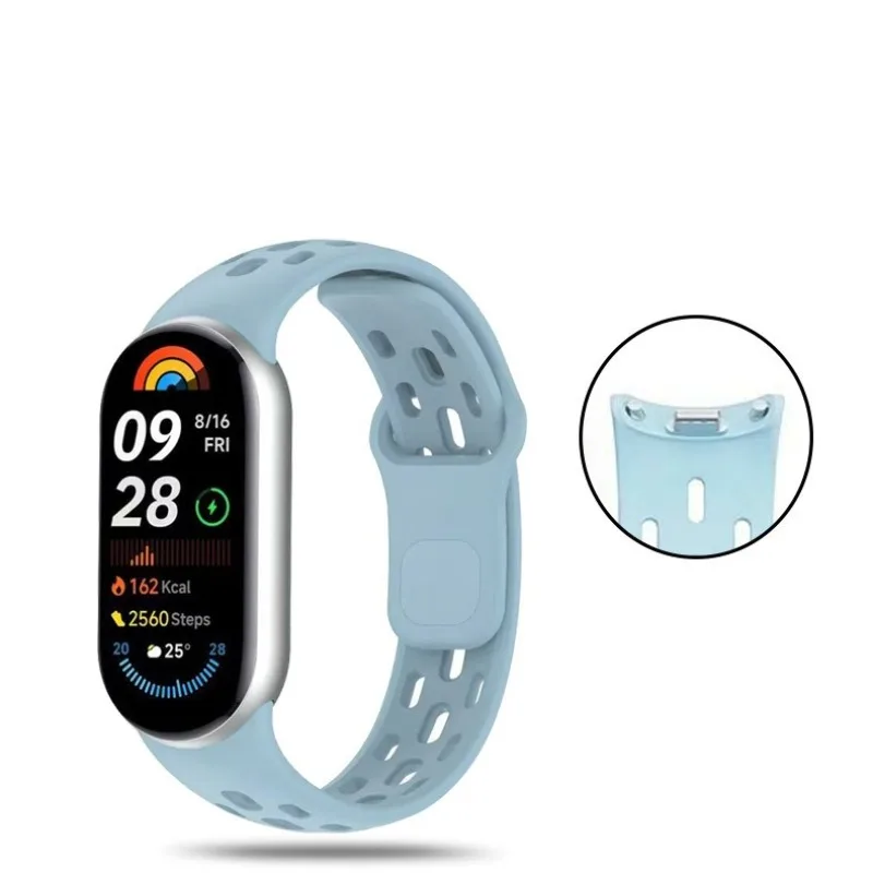Honeycomb Mesh Silicone Strap Suit for Xiaomi Miband 8/9/10 Universal Hole Styled Silicone Strap