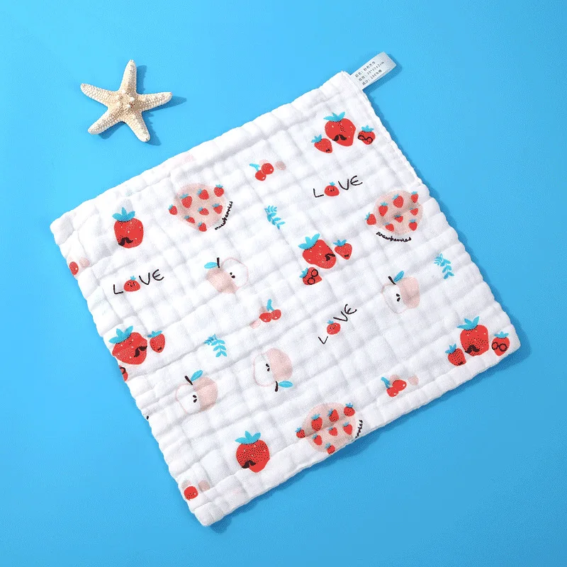 Soft Newborn Muslin Handkerchief Infant Cartoon Cotton Feeding Towel Bibs Absorbent Saliva Burp Cloth Baby Stuff 25x25CM