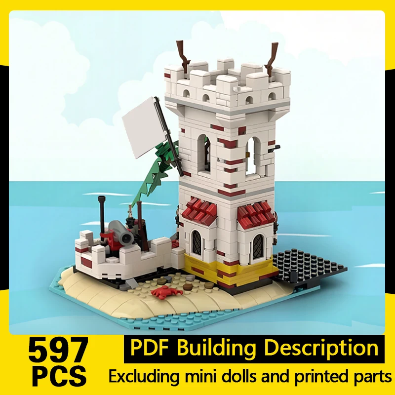 Medieval Castle Model MOC Building Bricks Island Fortress Tower Modular Technology Gifts Holiday Assemble Children Toys Suit