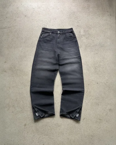 Imagen 2 del producto 2025 Hip-hop pantalones vaqueros con monedas doradas Y2K retro cintura baja pantalones con cremallera de pierna ancha y2k ropa de moda para hombres pantalones vaqueros sueltos bordados