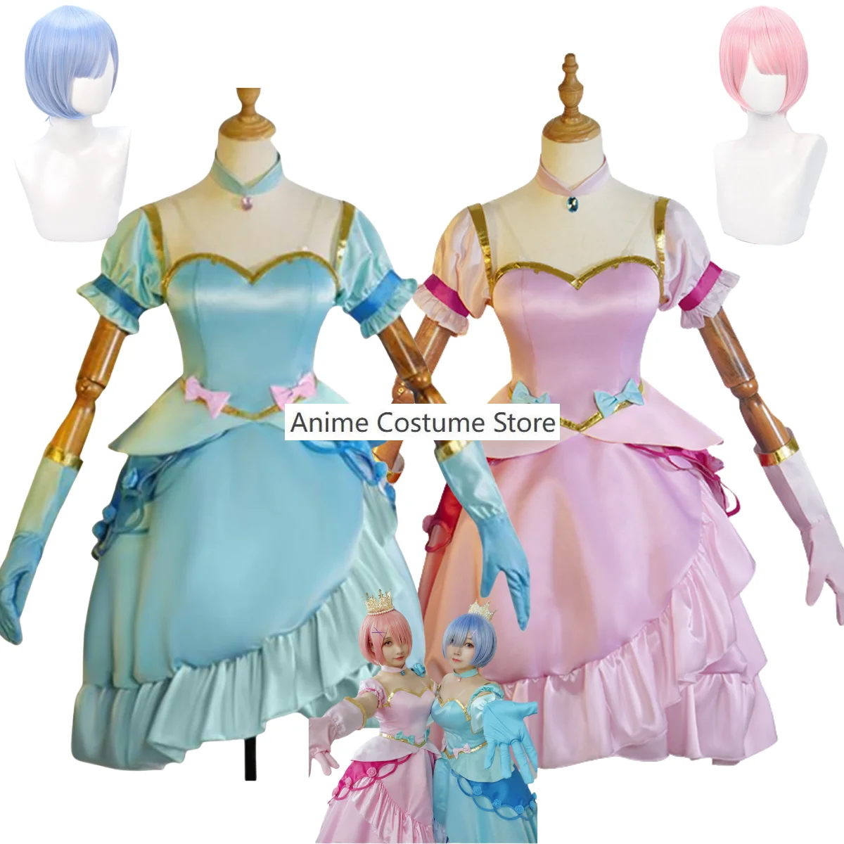 Anime Re:Life in A Different World From Zero Ram Rem Cosplay Costume Wig Princess Skirt Woman Sexy Kawaii Birthday Party Suit