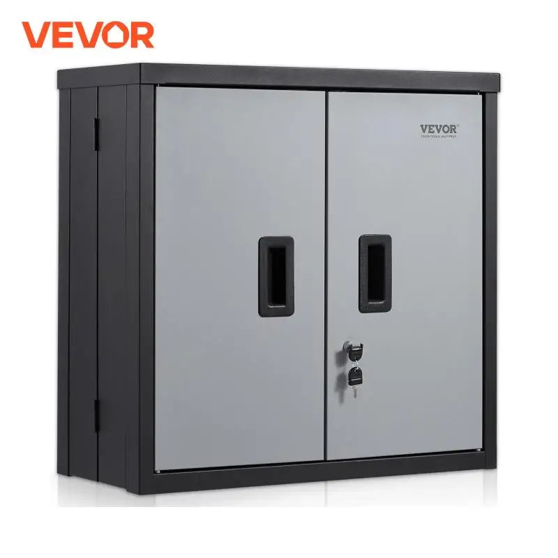 VEVOR Foldable Wall Cabinet Metal Garage Locker Mounted Tool Chest Adjustable Shelf Magnetic Door for Warehouse Office Home