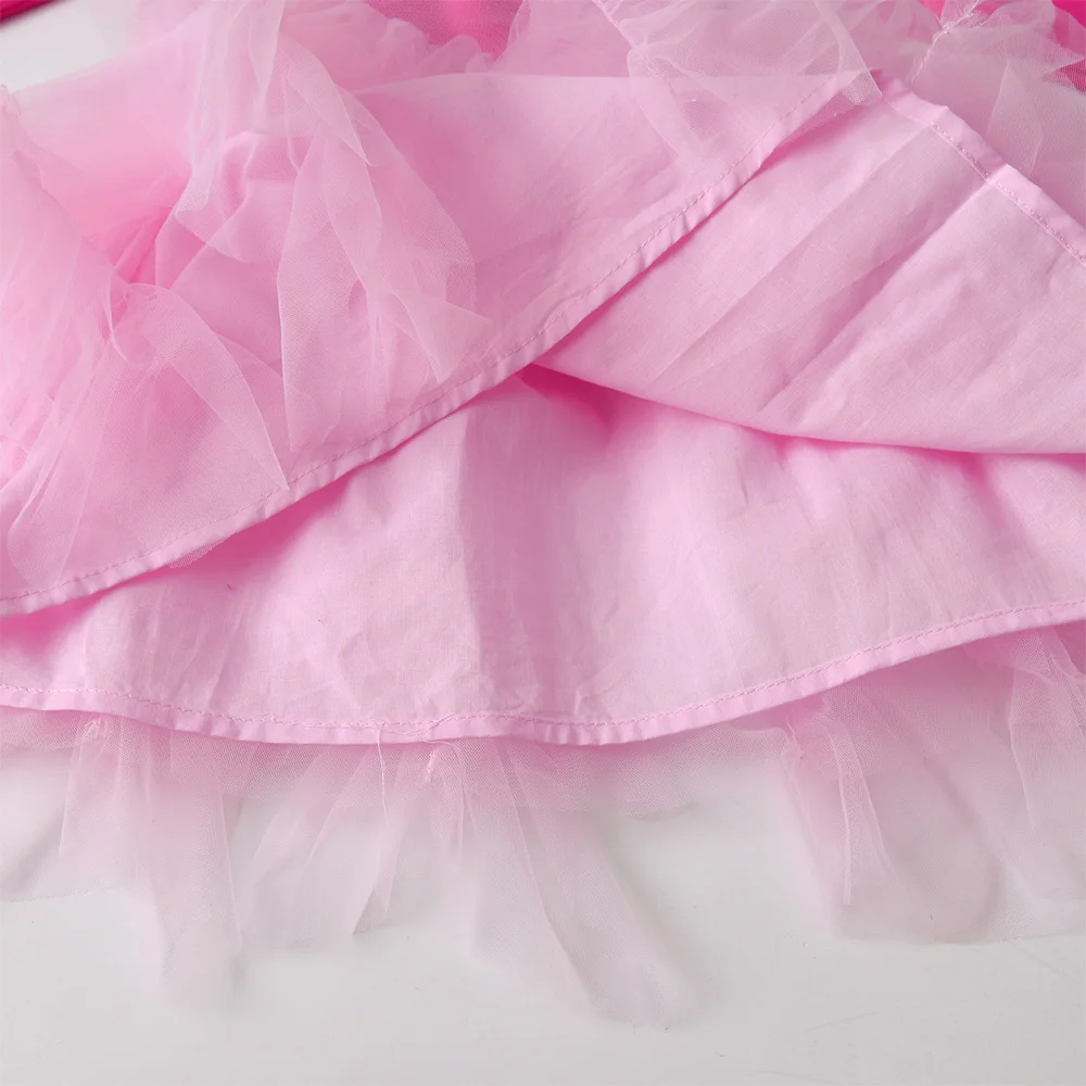 Rosa Strick-Tüllkleid für Kinder, Mädchen Weiches Baumwoll-Langarmkleid, Flauschiges Mesh-Tutu-Kleid, Mädchen Geburtstagsparty Süßes Elegantes Alltagskleid – Detail 13