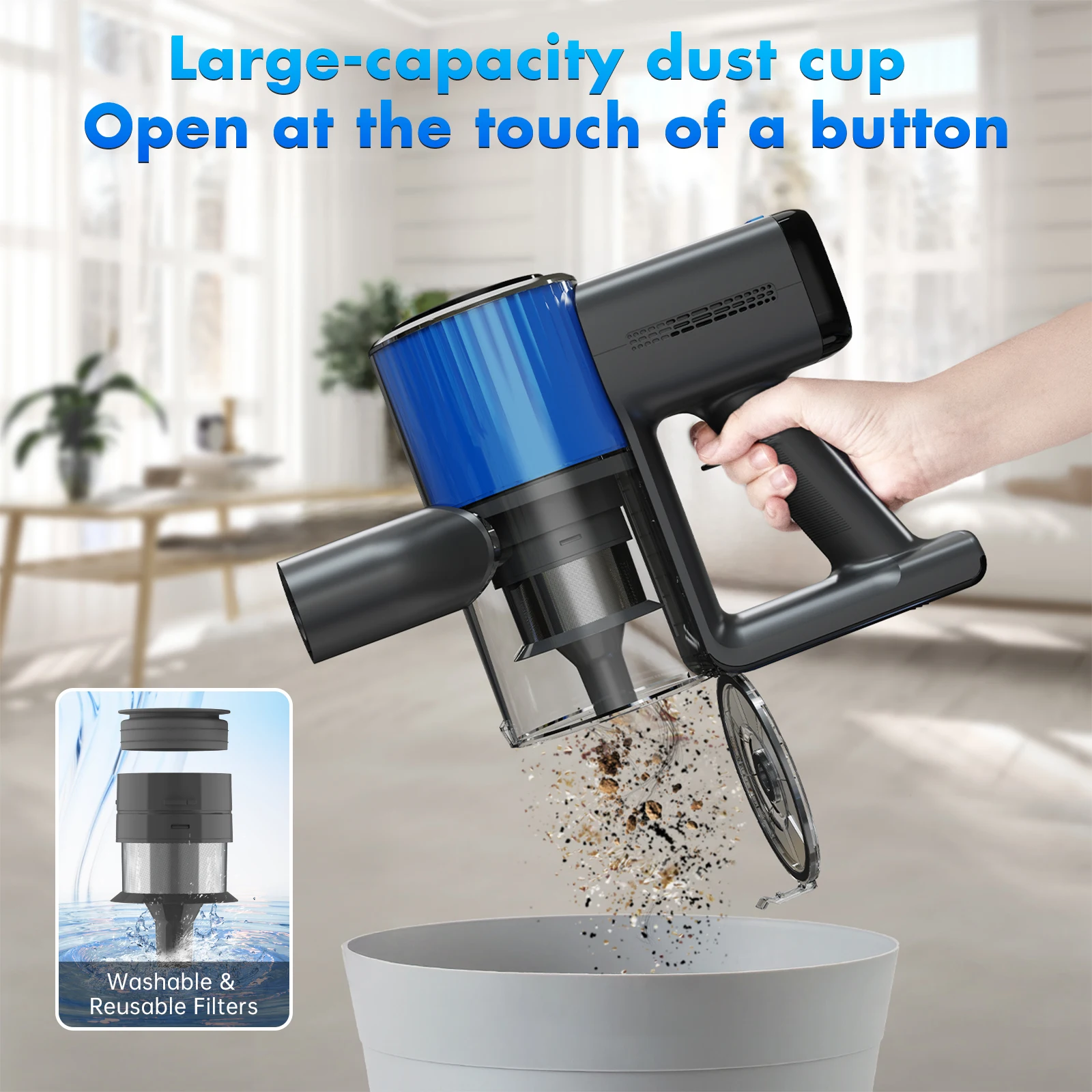 OMESER V10 Cordless Handheld Vacuum Cleaner,30000PA,Touch Screen,Smart Dust Sensor,Auto Speed Control for Home Bed Carpet Clean