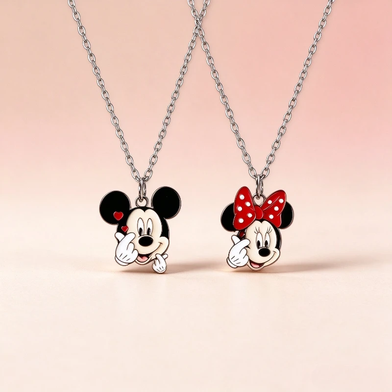 Disney Mickey And Minnie Collarbone Chain, Cute Cartoon Necklace, Niche Accessories For Daily Wear, Couple's Small Accessories