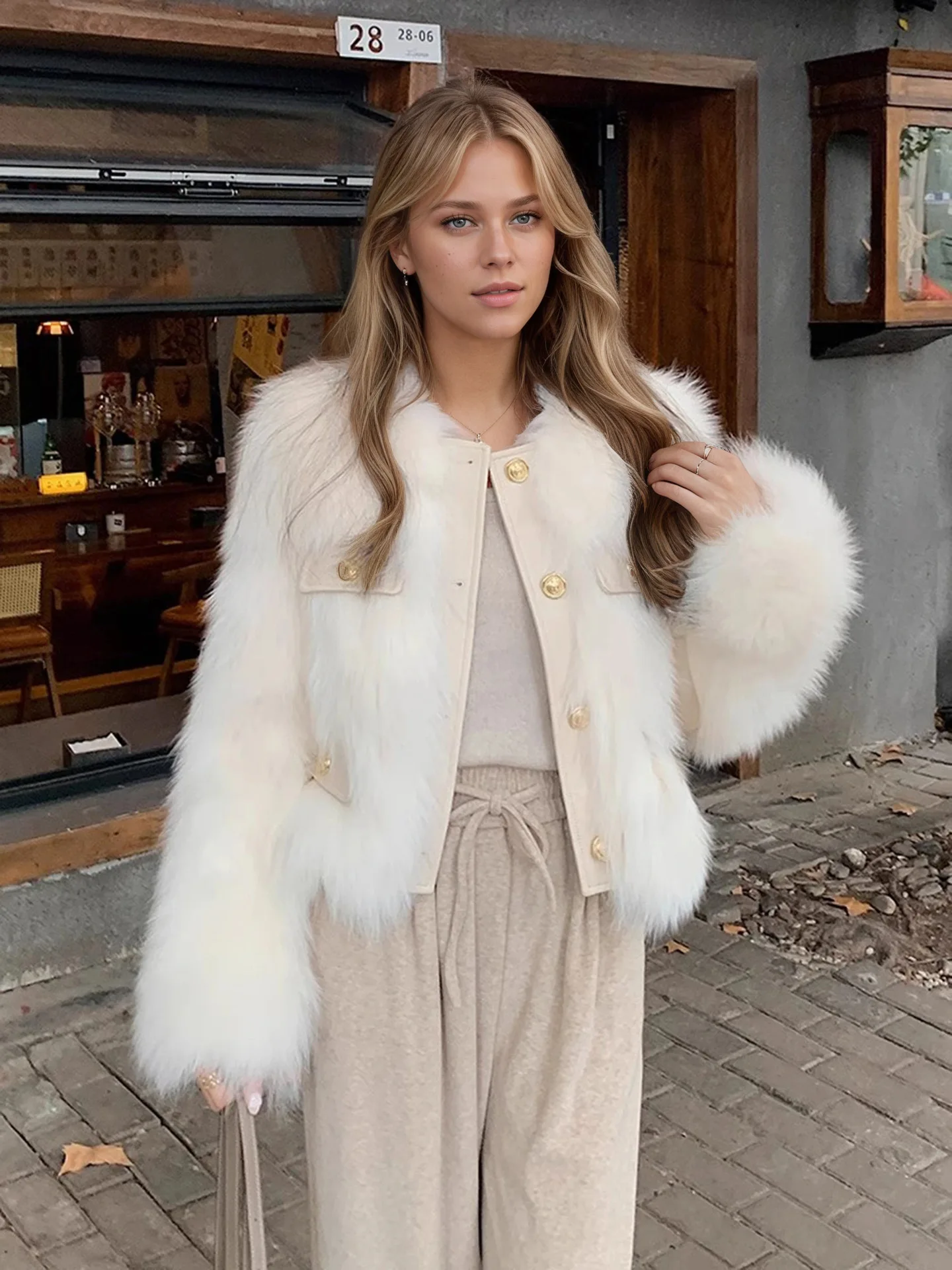 Women's Fashionable Short Fox Fur Jacket High-End Beautiful Integrated Design New Arrival