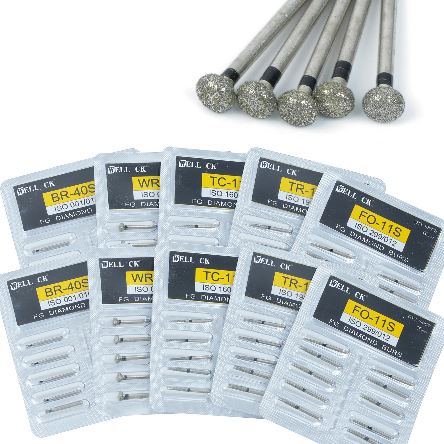 Fraises diamantées dentaires Well CK, 1.6mm, pour pièce à main à grande vitesse, fraises diamantées Super grossières, outil de meulage pour dentiste, broyeur, 10 pièces/paquet