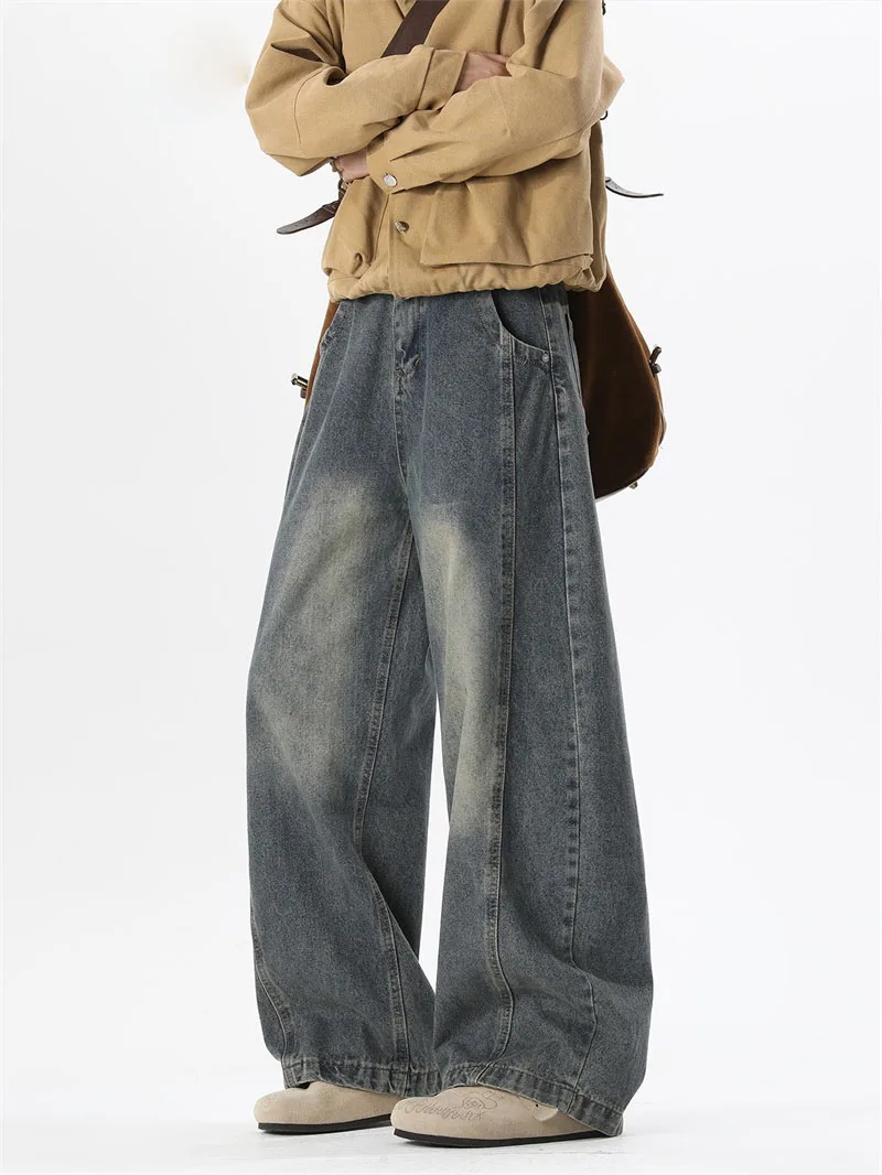 

Retro American Waed Men's Jeans Loose Straight Legjeans Durable Daily Wear Comfortable Fit Youthful Sle Autumn Wear