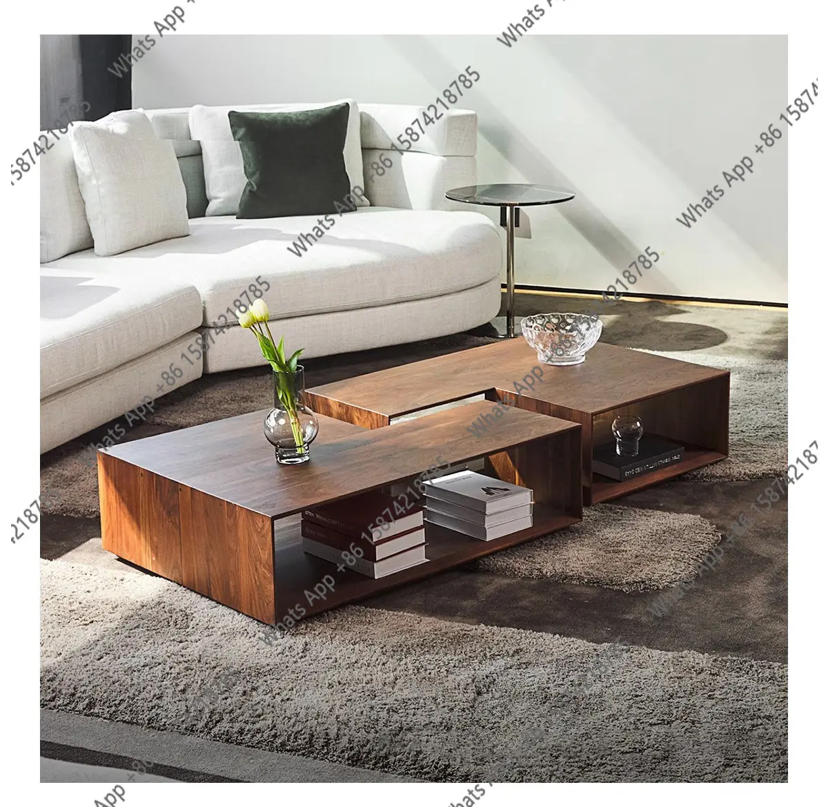Nordic minimalist ash wood coffee table module tea table simple modern living room home master design