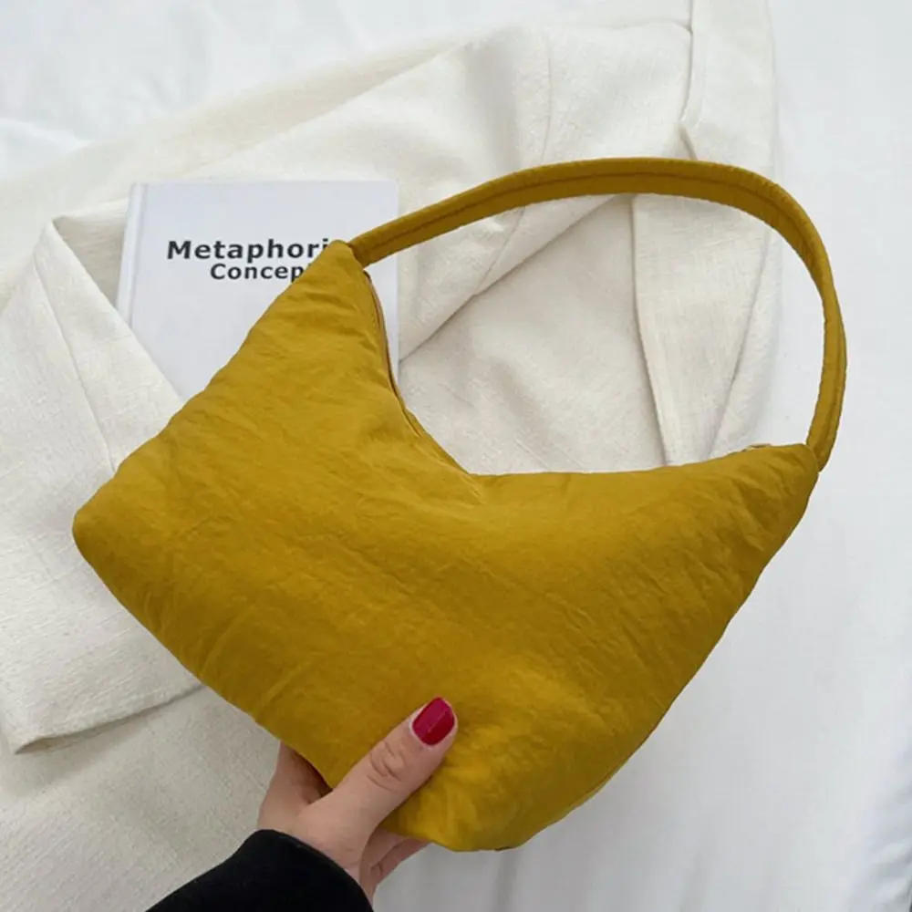 Nylon Cloth Handbag Fashion Soft Glutinous Solid Color Tote Bags Large Capacity Underarm Bags Women Girls