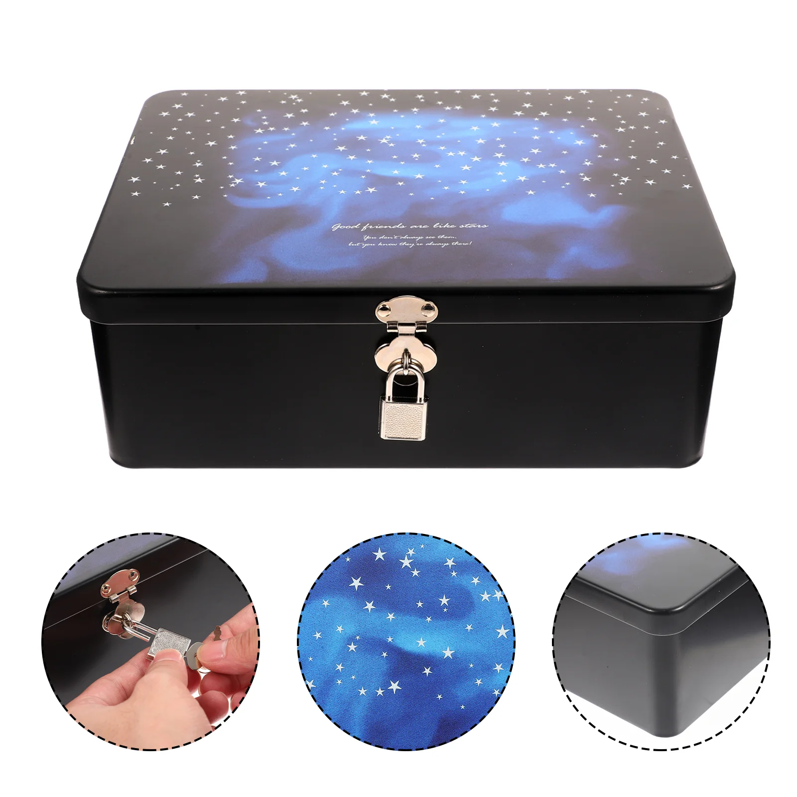 Storage Box with Lock Tabletop Decor Case Large Travel Jewelry Small Tins Lids Keepsake Chests Display Cabinets Decorate