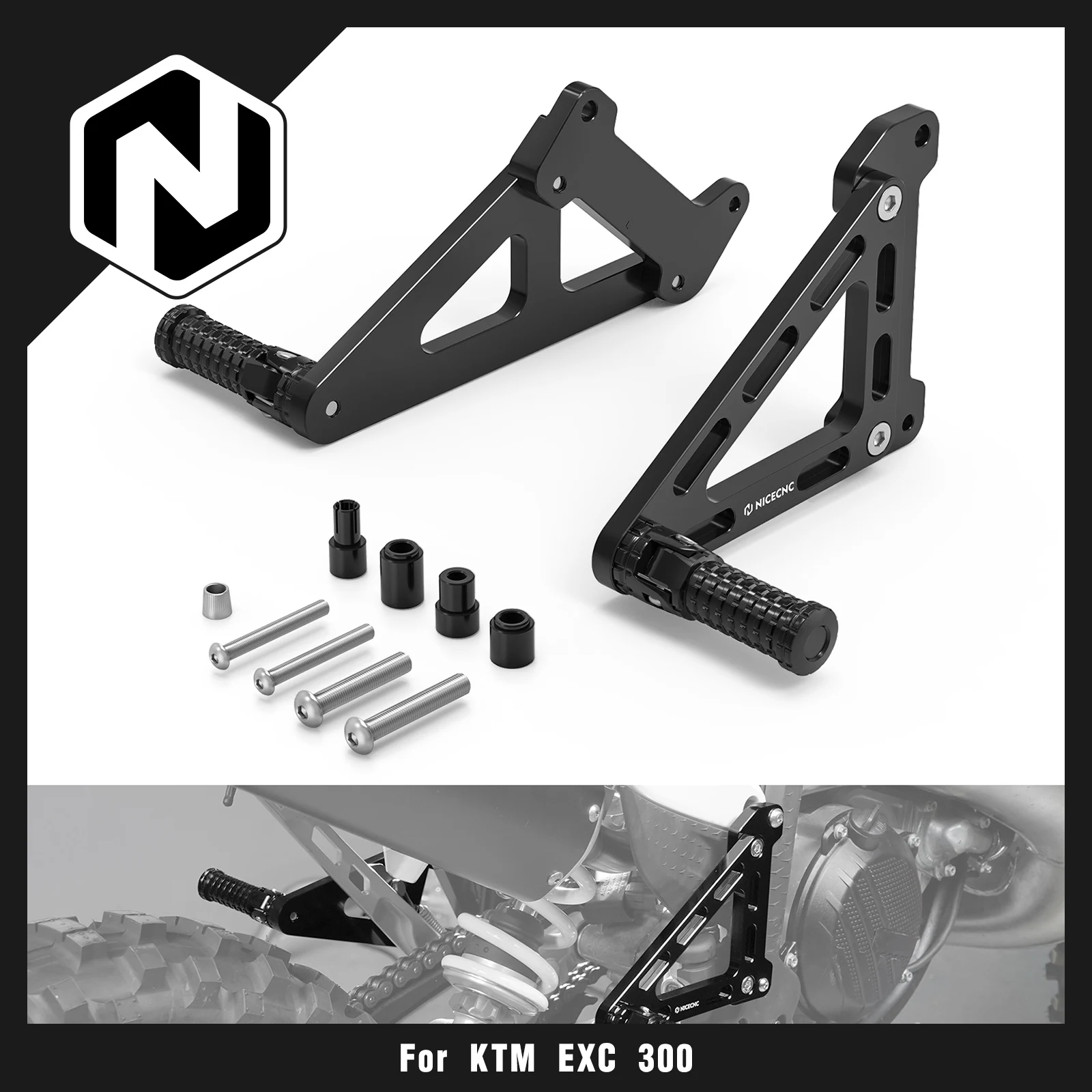 

NICECNC For KTM EXC 300 2024-2025 Passenger Foot Peg Footrest Bracket Set EXC EXCF XCW XCF-W 250 500 XC SX XCF SXF 2024-2025