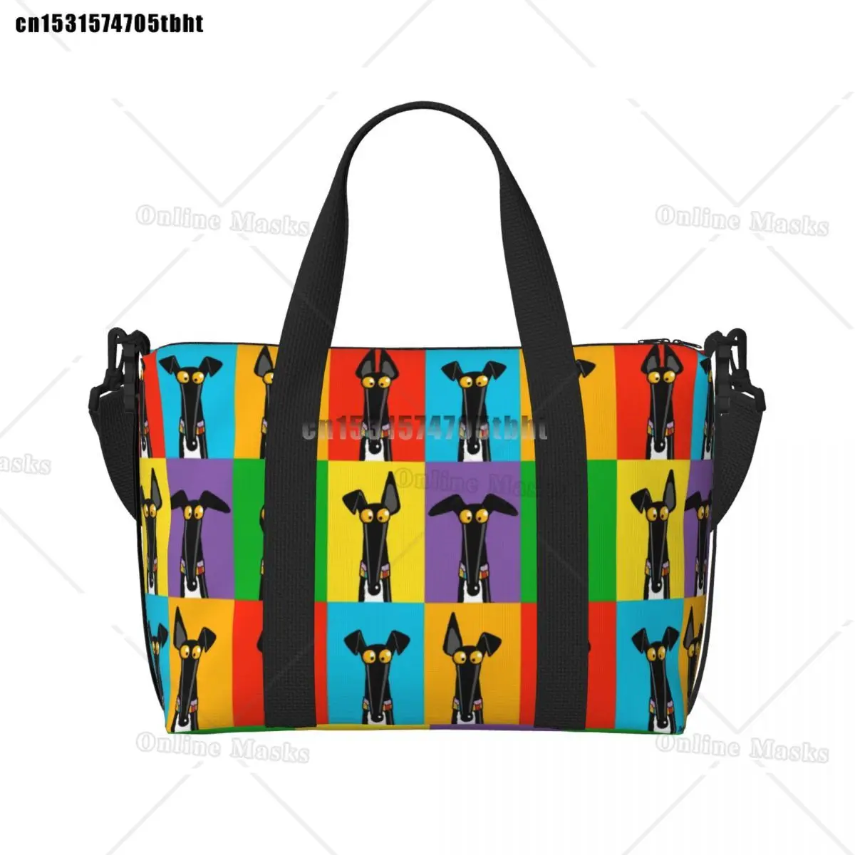 Greyhound Semaphore Tote Bag Women Large Capacity Whippet Sighthound Dog Beach Gym Shoulder Travel Bag