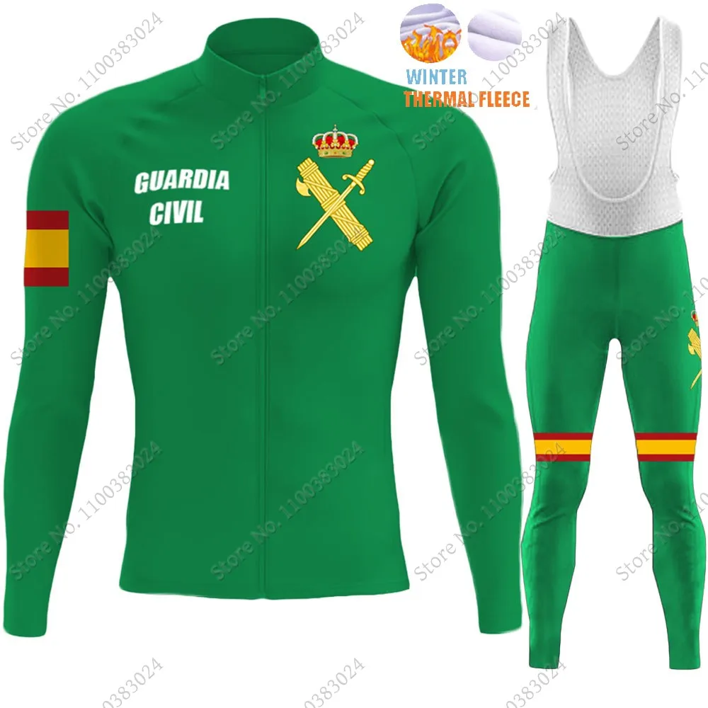 Green Civil Guard 2023 Cycling Clothing Jersey Set Winter Men Road Bike Thermal Jacket Suit MTB Maillot Ropa Ciclismo