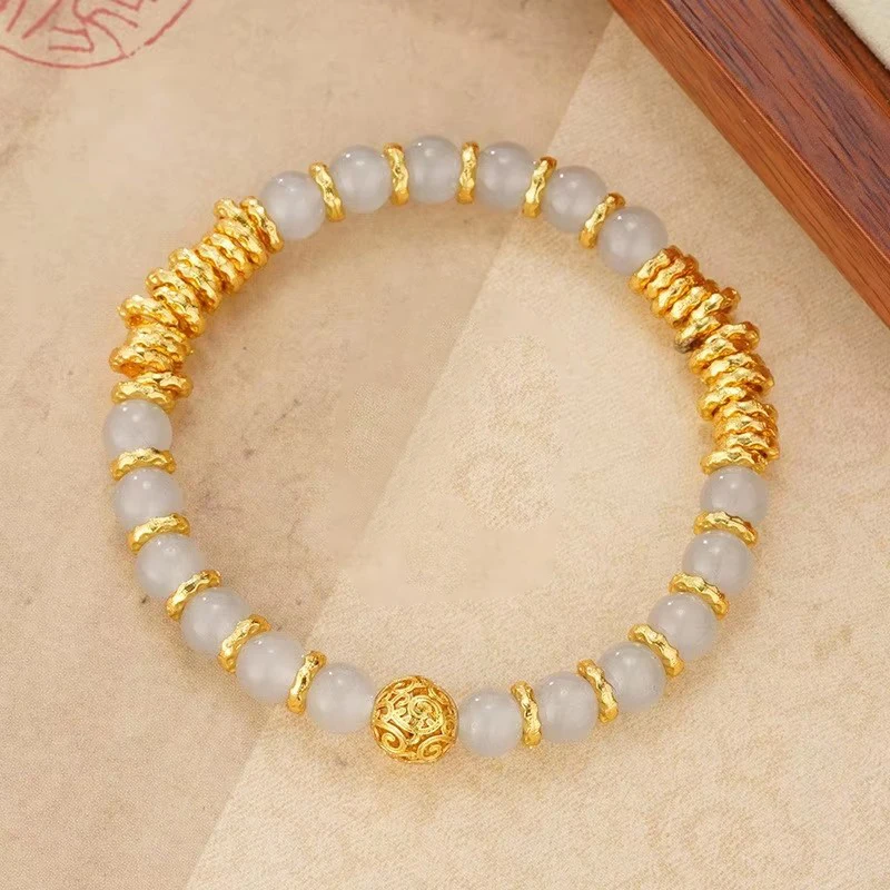 

VENTFILLE 925 Sterling Silver Beads Bracelet for Women Ethnic Hotan Jade Retro Elegant Wealth Jewelry Gift Dropshipping