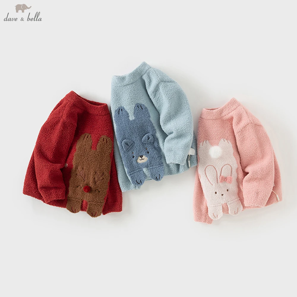 

Dave Bella Children Autumn Winter Pullover Sweater for Girls Boys Cartoon Knitted Sweater Outerwear Kids Clothes DB4242809