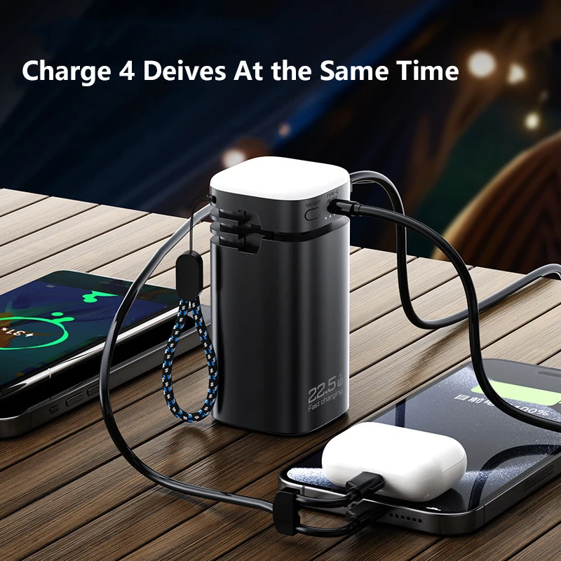 باور بانك 20000 مللي أمبير في الساعة PD20W ثنائي الاتجاه شحن سريع باور بانك مع ضوء لهاتف آيفون 17 سامسونج شاومي شاحن محمول مع كابل