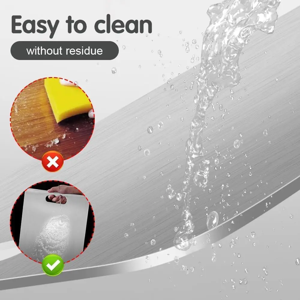 لوح تقطيع من الفولاذ المقاوم للصدأ مطلي بالتيتانيوم 316 لوح تقطيع للمطبخ محمول مزدوج الجوانب للفواكه واللحوم