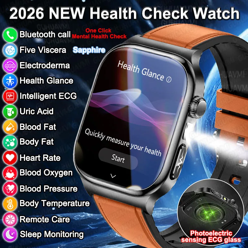 2026 New Accurate Diagnosis Smart Watch Body Fat ECG Blood oxygen BP Health Sport HD AMOLED Screen Call Smart Watches man woman