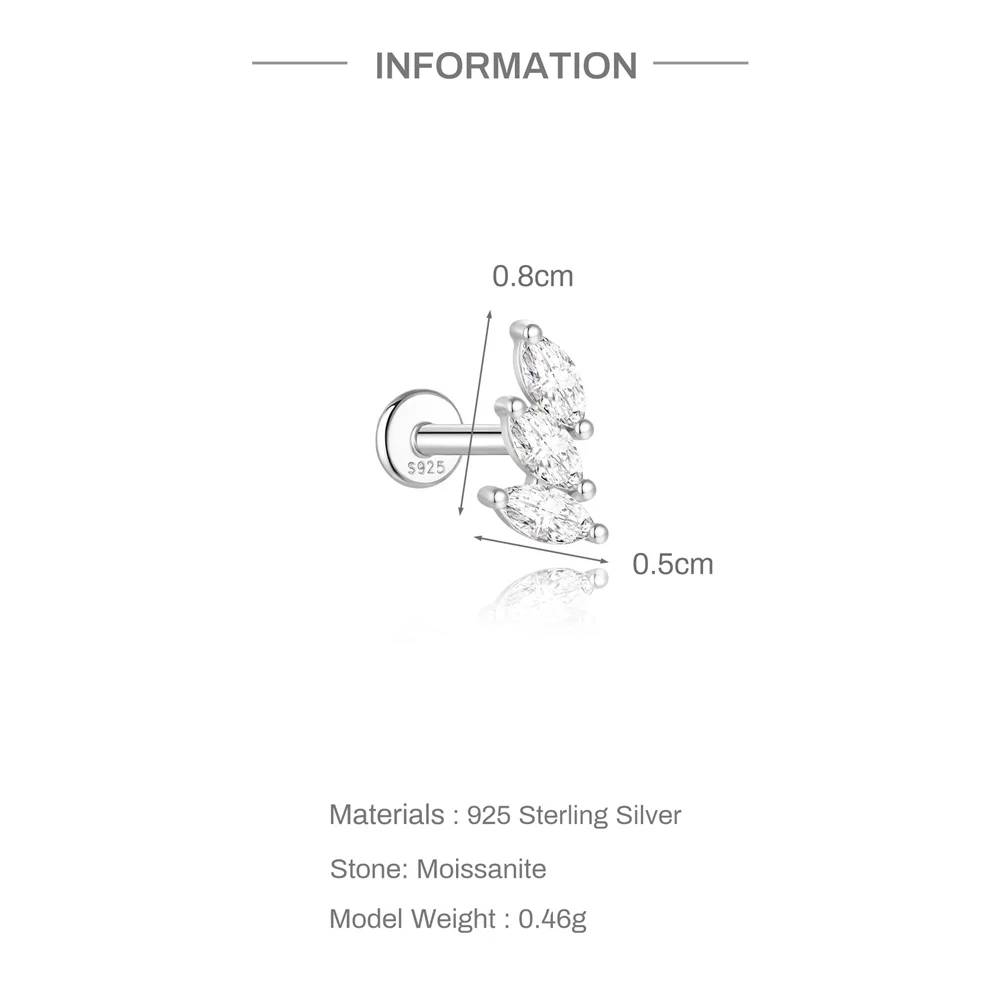 AIDE 925 Sterling Silber 1 STÜCK Mini Moissanit Vier-Klauen Schraube Ohrstecker Casual Design DIY INS Ohrstecker für Dame Schmuck – Detail 19