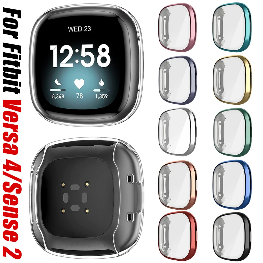 TPU Soft 360 Full Case for Fitbit Sense 2 Screen Protector Anti-drop Smart Watch Bumper Shell for Fitbit Versa 4 Protective Case