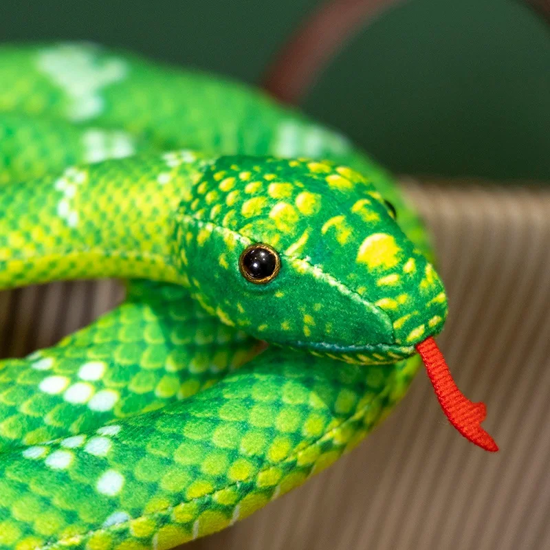 80/110 cm Schlangenpuppe, gefülltes gruseliges Tier, Orange, Braun, Grün, Boa-Plüschtier, wie echtes Dekor, Geschenk für Männer