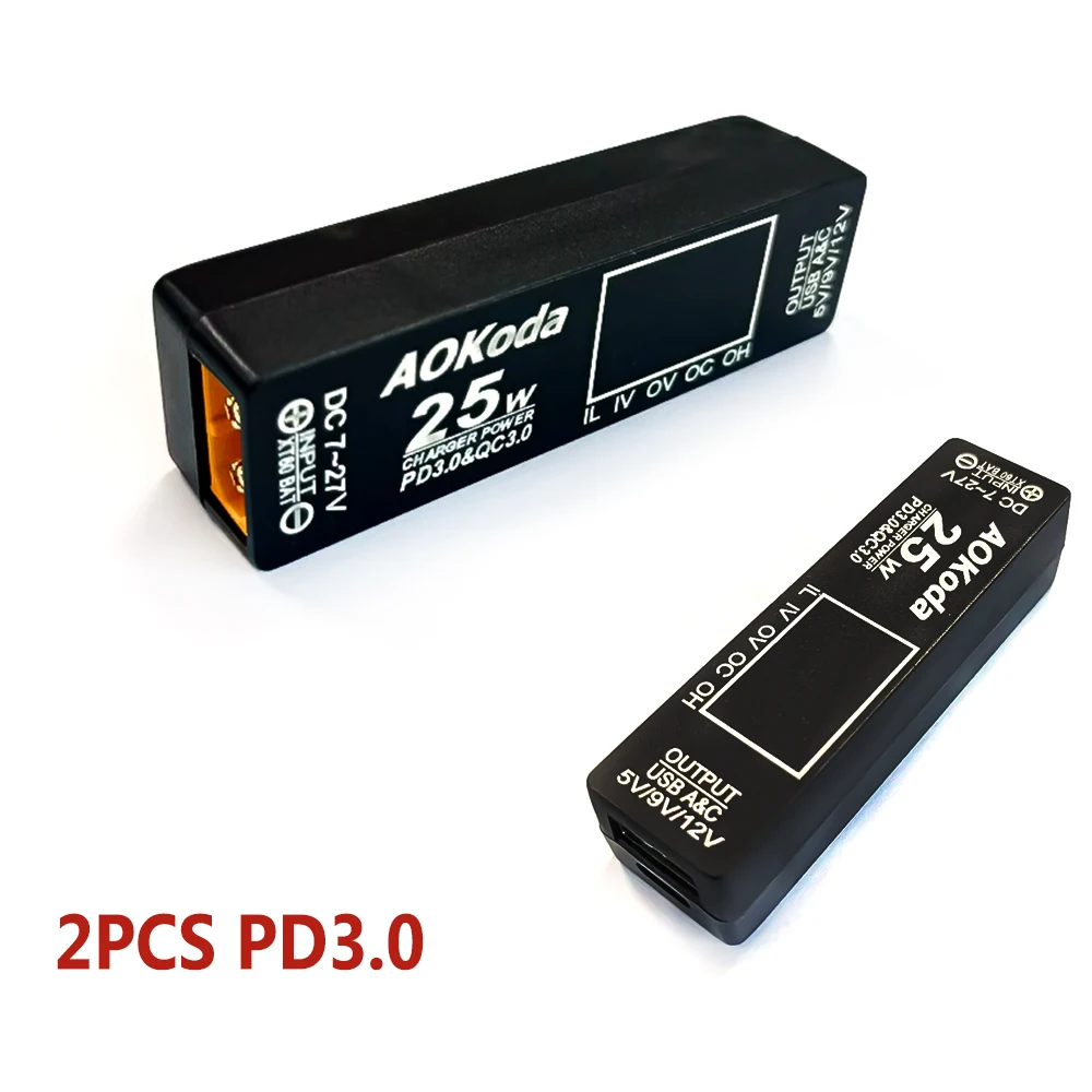 AOKoda XT60 to PD3.0 Lipo Battery Quick Charger Overload protection short circuit protection For Smartphone Tablet PC DIY Part