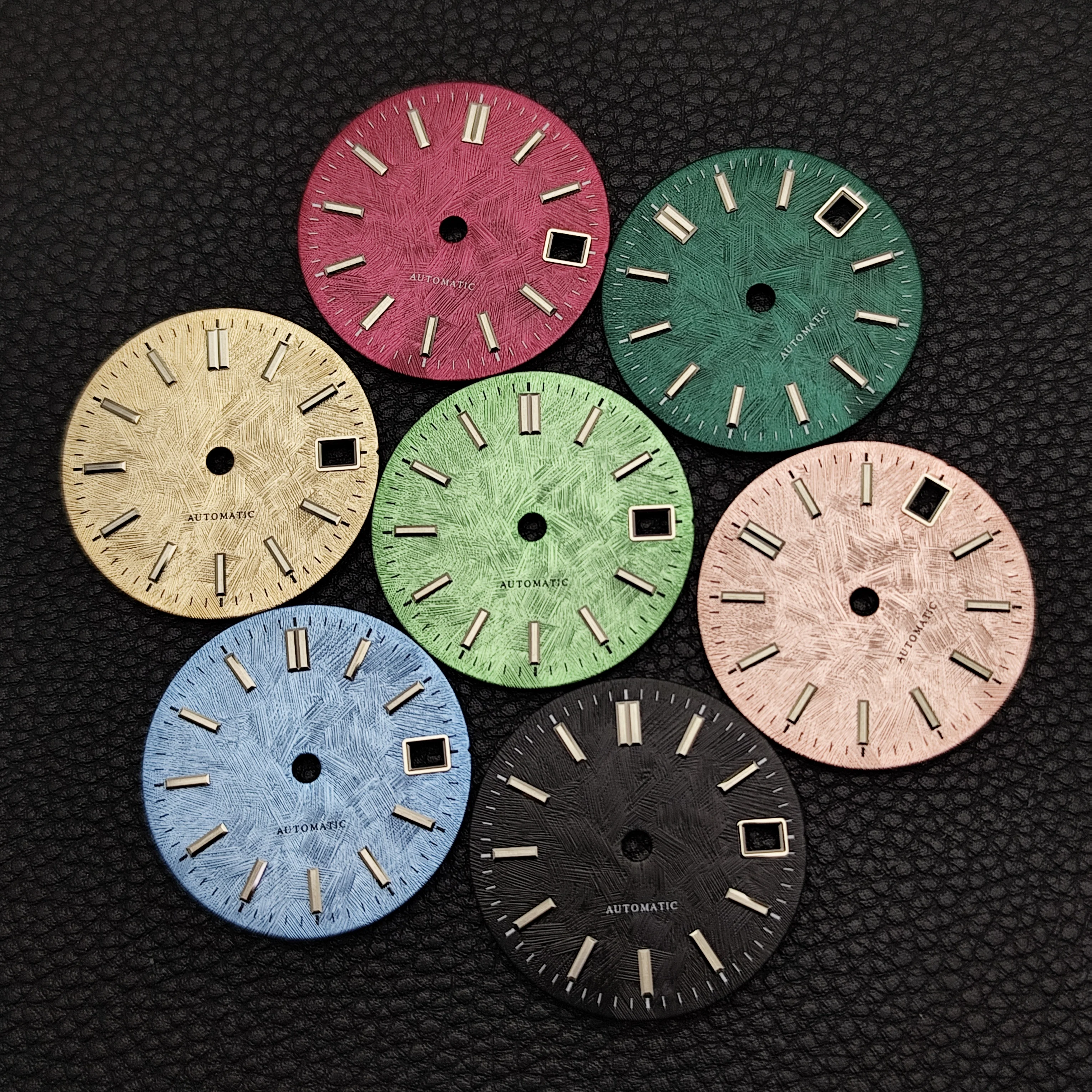28.6mm Textured Watch Dial No Luminous Custom Logo Fit NH35 NH36 Automatic Movement Single Calendar Watch Mod Replacement Parts