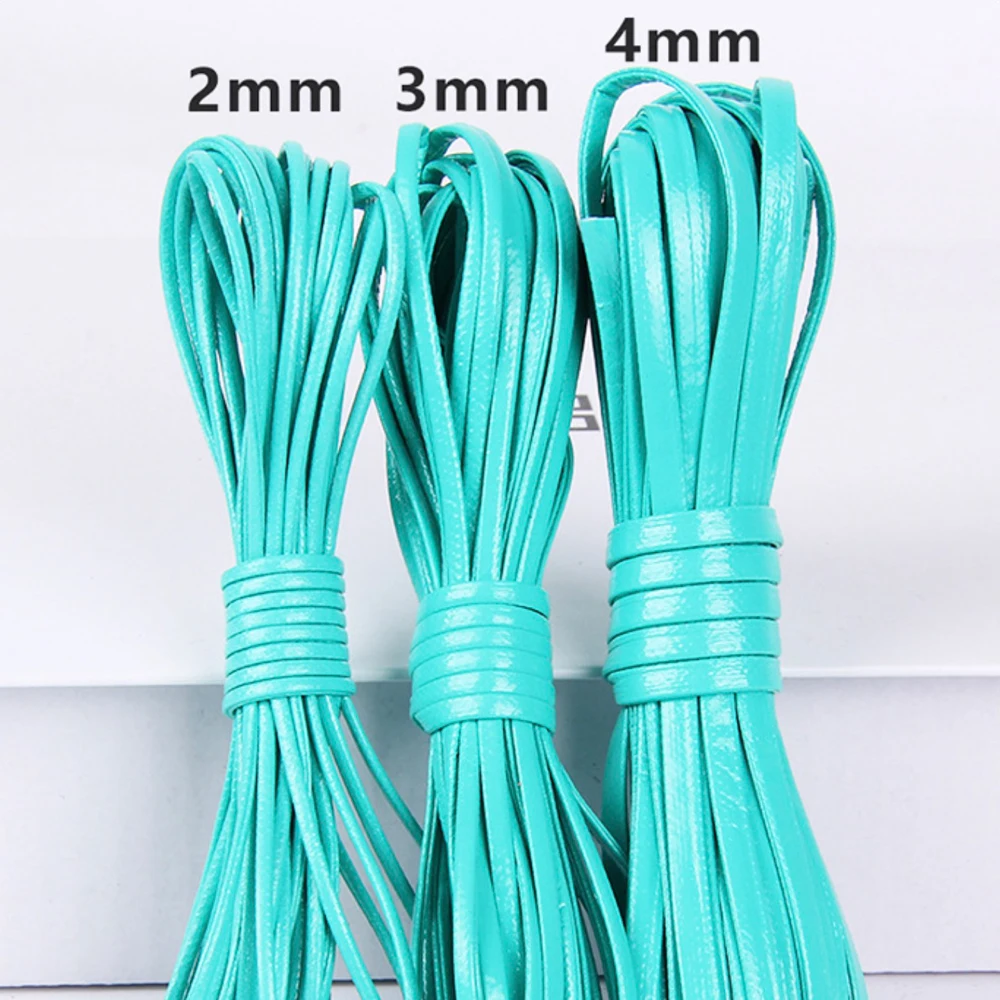 5 Meters 2/3/4mm Candy Color Flat Soft PU Leather Eco-Friendly Faux Leather Cord String Rope DIY Necklace Bracelet Making
