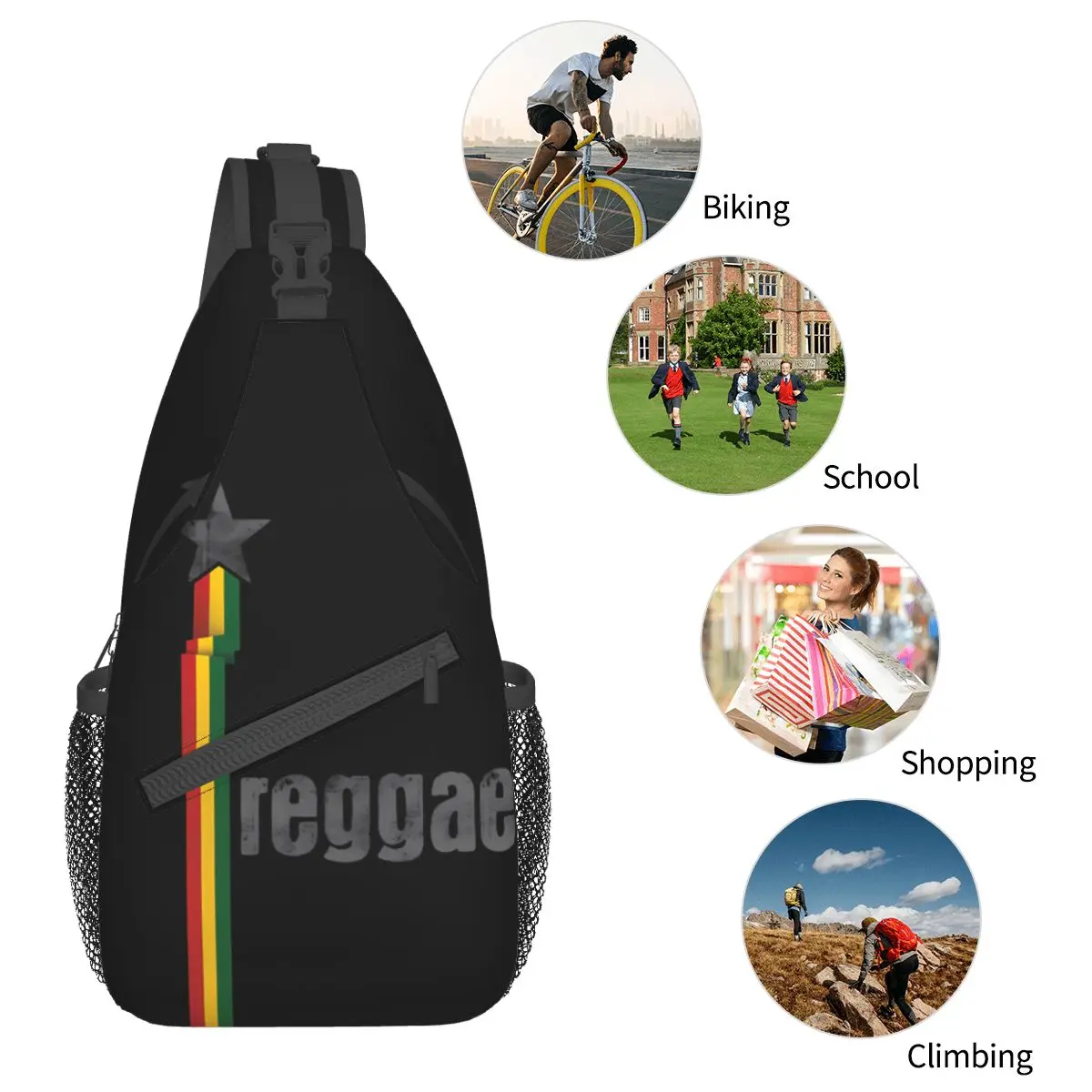 Crossbody Bag Sports Reggae Stars Chest Bag Unisex Women Man Fashion Shoulder Backpacks Travel