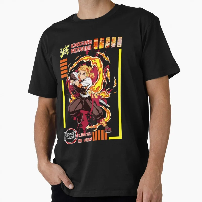 

Kyojuro Rengoku Manga Demon Slayer Kimetsu no Yaiba Anime t shirt for fans Large size Tops 100% cotton Clothes Birthday Gift