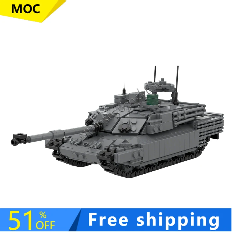 

855 деталей MOC TES: Модульный конструктор «Основной боевой танк армии» для самостоятельной сборки. Технологичная игрушка для детей. Специальный подарок на день рождения.
