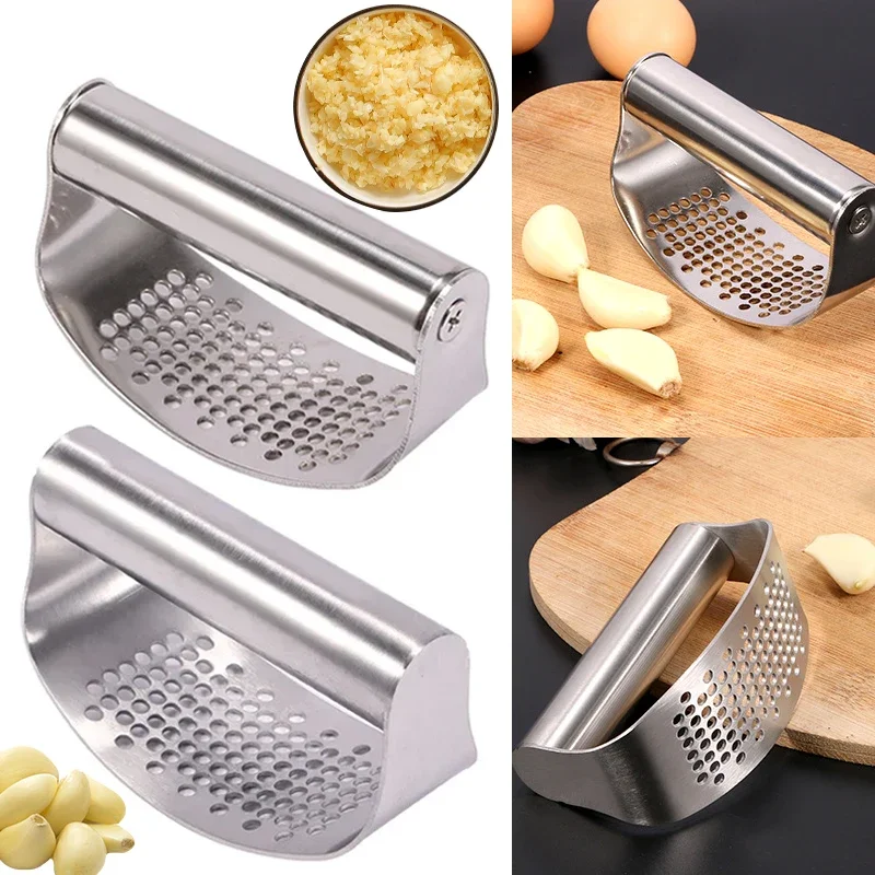 Upgraded Stainless Steel Garlic Press Squeezer Manual Garlic Ginger Rocker Crusher Garlic Cutting Mince Tools Kitchen Gadgets