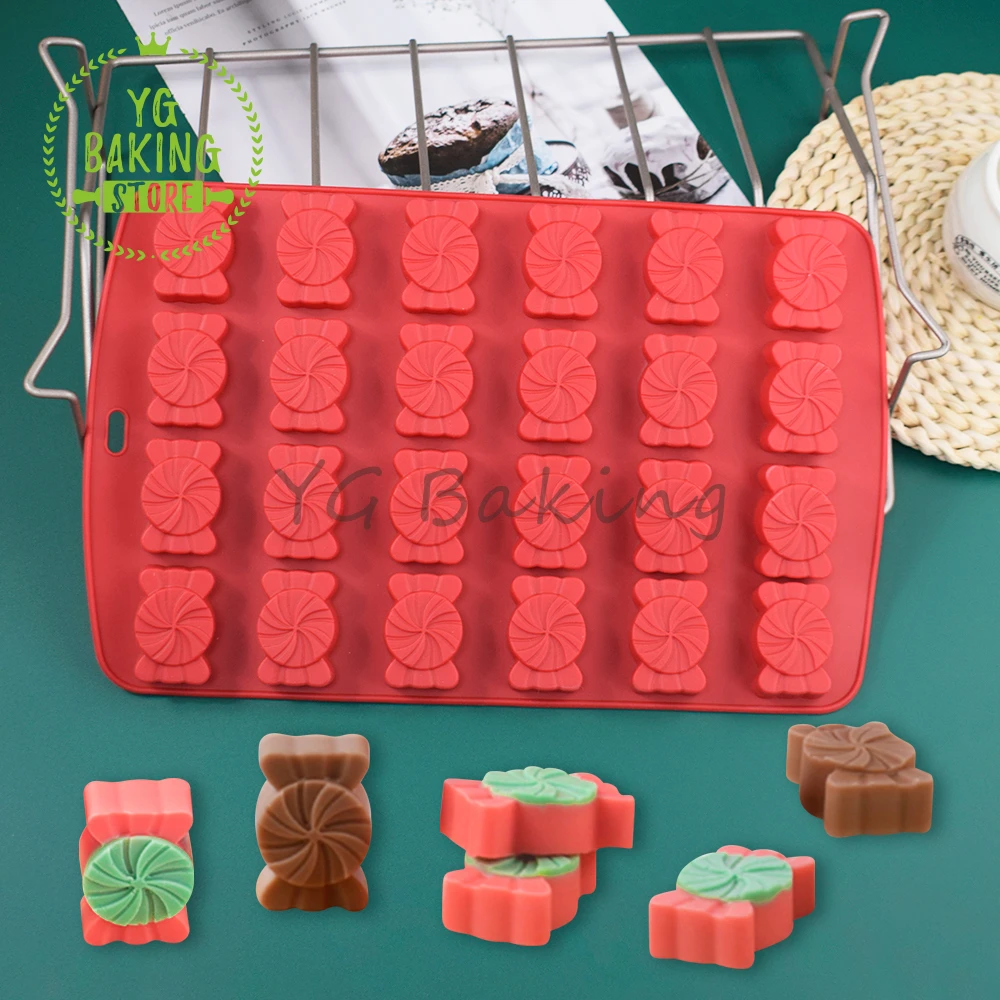 24 Hole Candy Deisgn Silicone Mousse Mould 3D Pudding Chocolate Baking Pan Mold DIY Ice Cube Model Cake Decorating Tool Bakeware