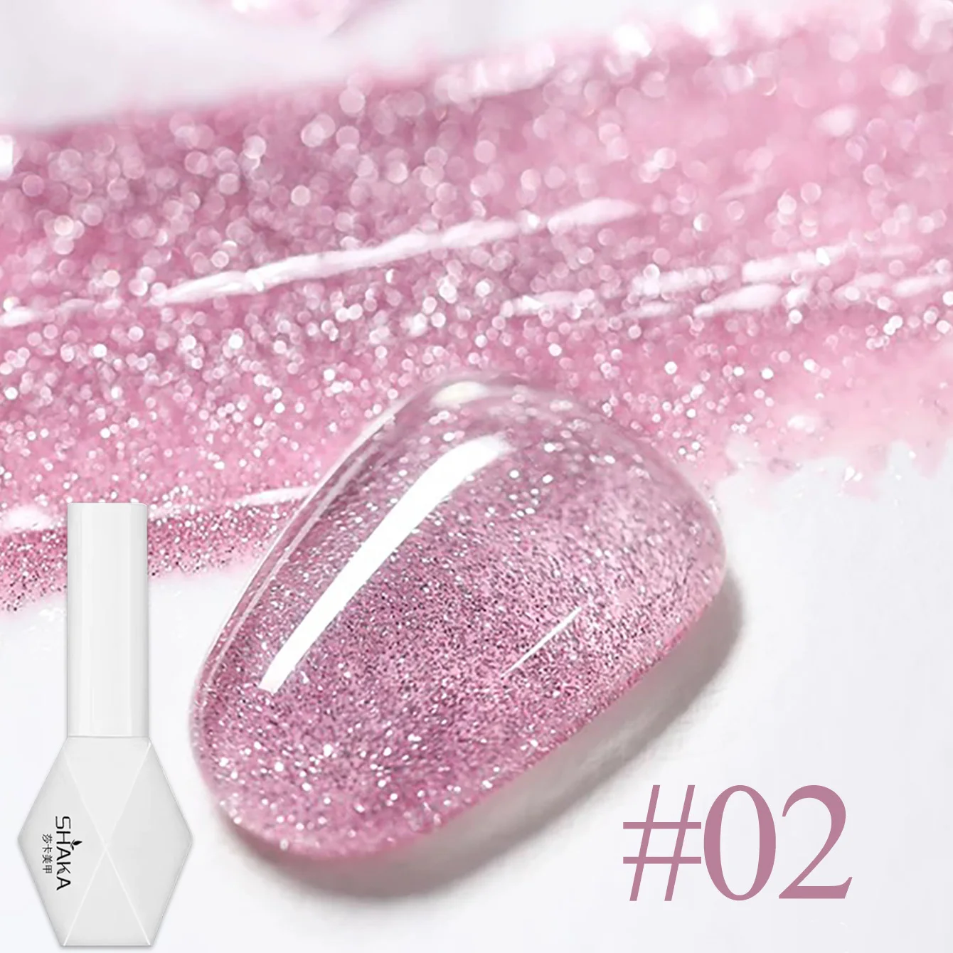 WS روك السكر سحق الماس هلام مسمار البولندية الوردي بريق طلاء الأظافر مبيعا الأظافر الوردية لامعة هلام ورنيش لفن الأظافر #6