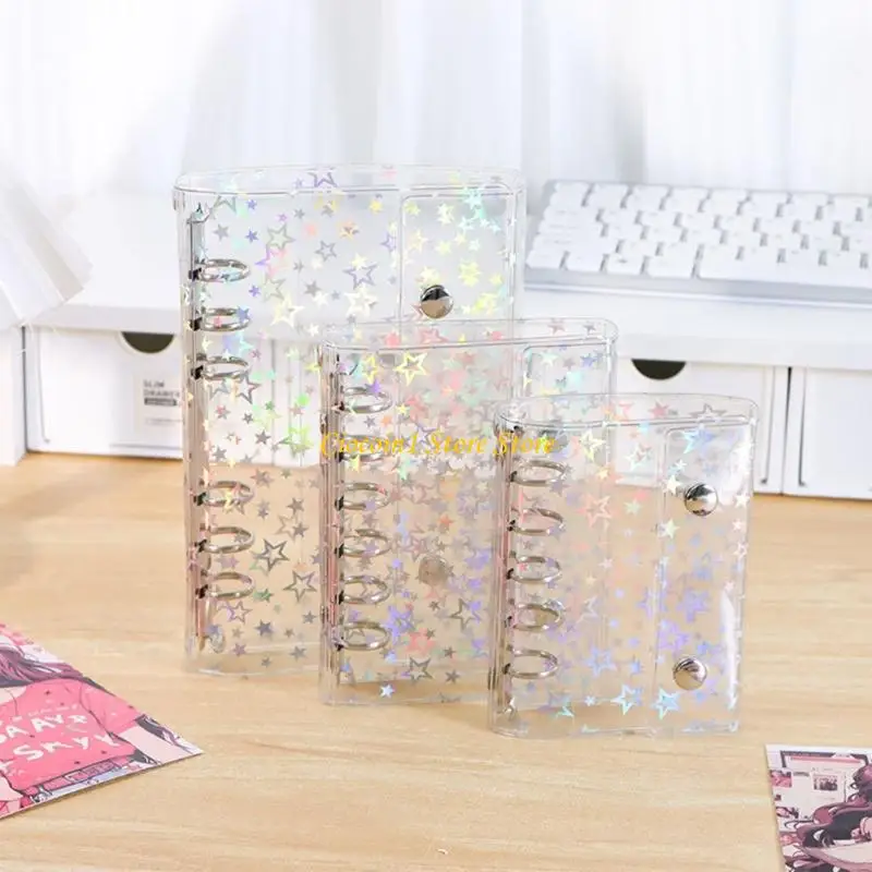 A3PC Star Patterned Clear Binder Protectors With Double Locking Clasps For School Office Document Storage