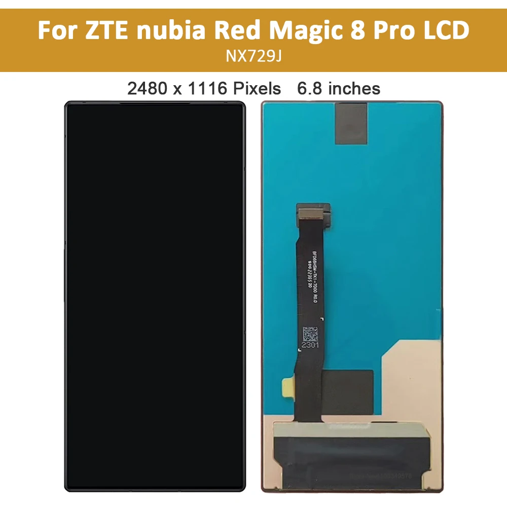 Original AMOLED For ZTE nubia Red Magic 8 Pro LCD NX729J Display Touch Screen Digitizer Assembly For RedMagic 8Pro Repair Parts