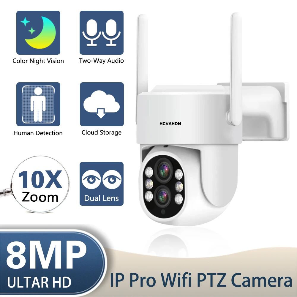 

Камера Наружного видеонаблюдения, 8 Мп, 4K, Wi-Fi, PTZ
