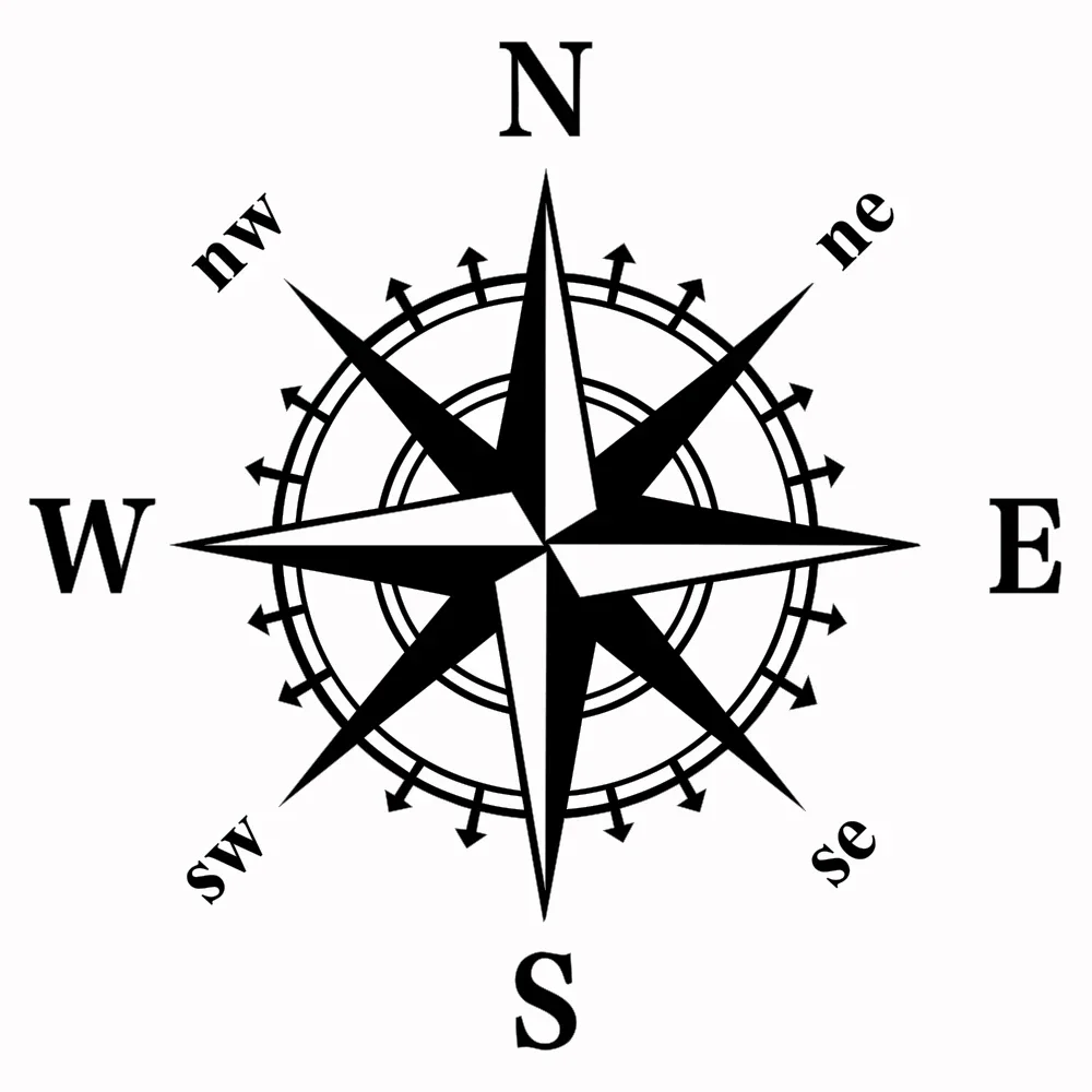 NSWE Compass Funny Car Decal Black 3D Vinyl Sticker on Car Art Design Navigate Car Styling Accessories