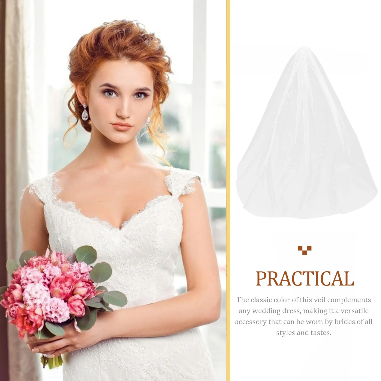 

Elegant Simple Floor Wedding Veil Smooth Flowy Beige Floor Length Bridal Veils Lace Edge Hair Accessories Bridal Veils