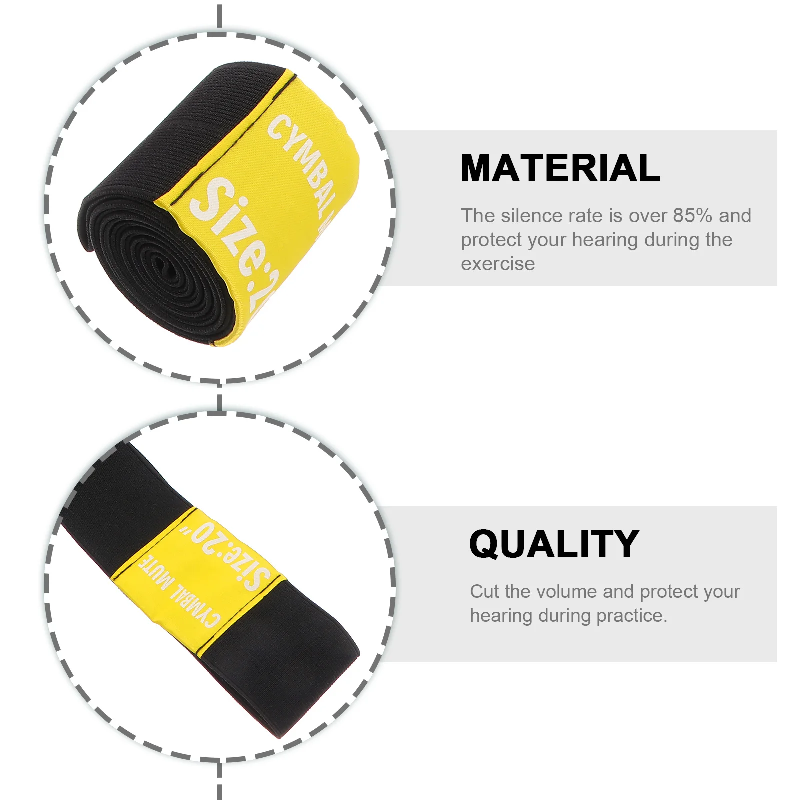 

4Pcs Drum Cymbal Mute Circles Elastic Belt 14 16 18 20 Inch Quiet Practice Noise Dampening Cymbal Pad Drumming Practice Pad
