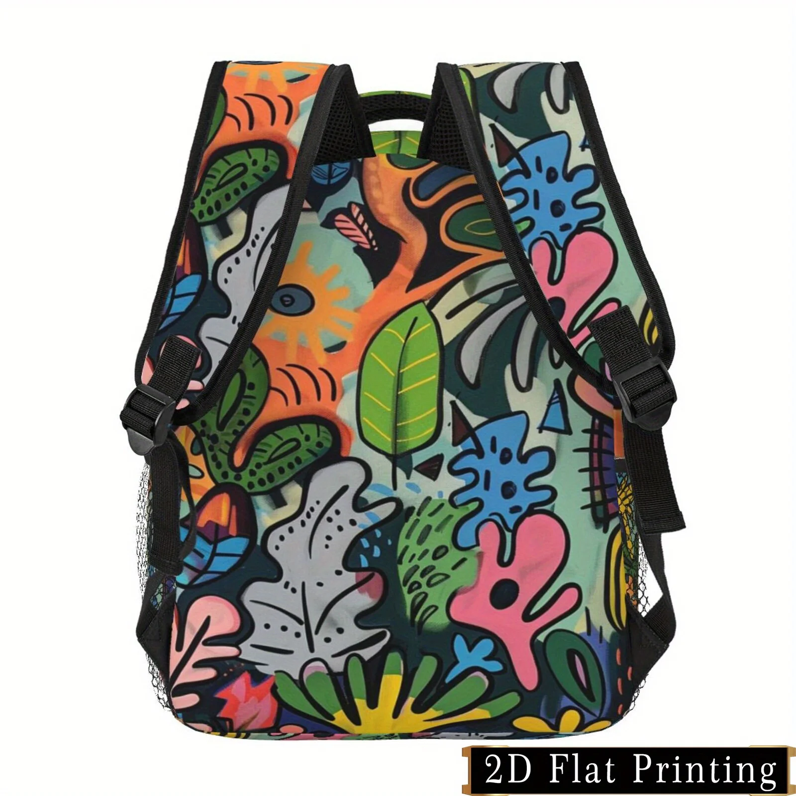 Illustrated Plant Print Pattern Shoulder Strap Back and Waist Protection Design Backpack Fashion for ipad Laptop Backpack