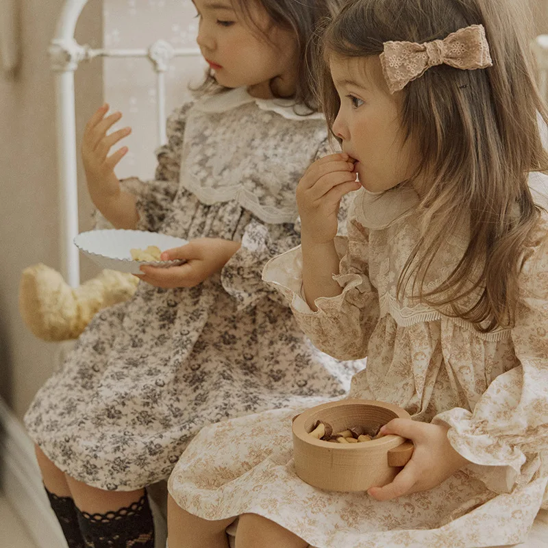 2025Autumn Strawberry Shan Korean Children's Girl Princess Pastoral Floral Dress