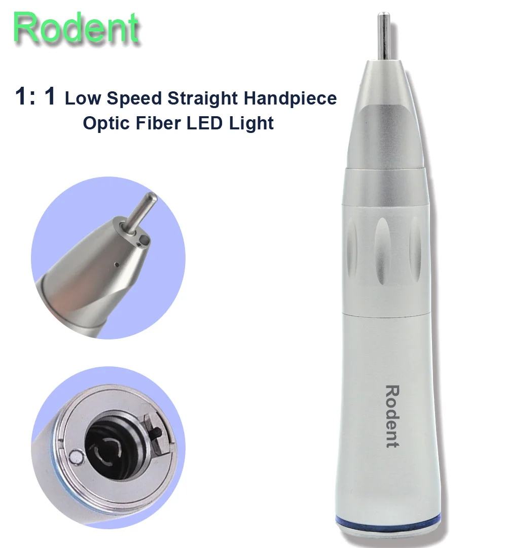 Dental 1:1 Straight  Low Speed Handpiece  Inner Water LED Optical Fiber Blue Ring Dentistry Micromotor X65L