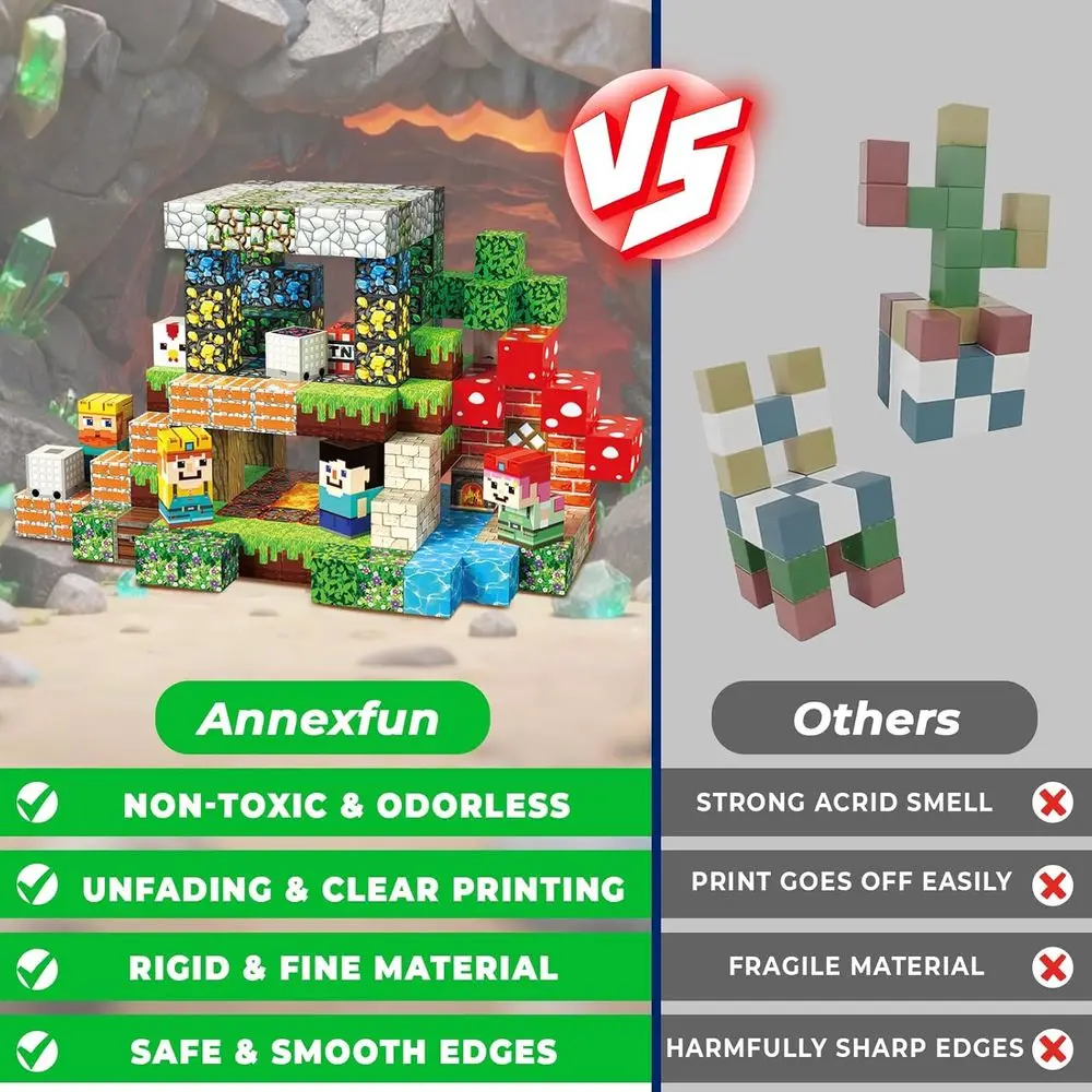 200피스 자석 큐브 세트 - 3세 이상 어린이를 위한 교육용 블록, STEM 학습 및 감각 놀이에 이상적